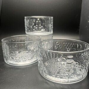 Set of 4 Vintage MCM Oiva Toikka Flora for Littala/Nuutajarvi Nature Inspired Mo